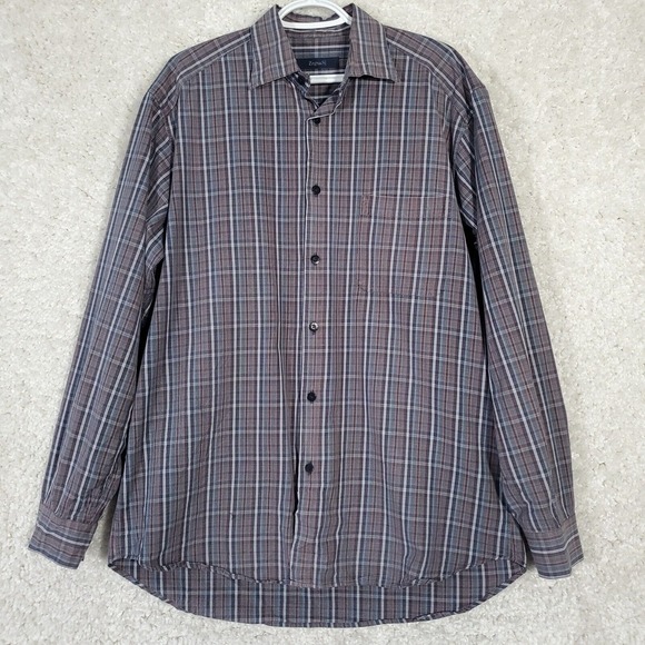 Zegna Sport Men Plaid Button Up Shirt Size XL Long Sleeve Smart Casual Office - Picture 1 of 13